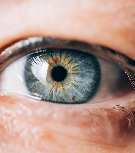 Close up of a green eye with flecks of brown