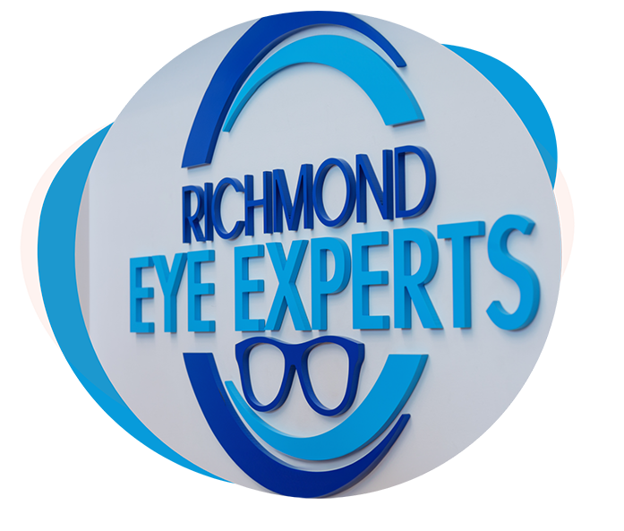 Richmond Eye Experts sign on wall of optometry office