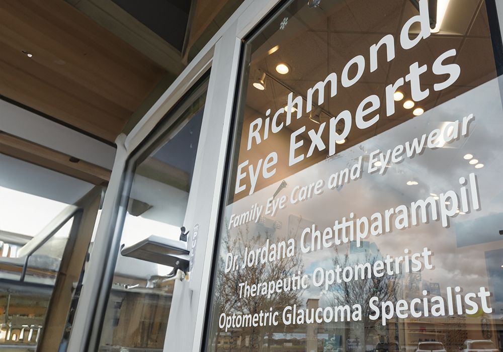 Glass front door of Richmond Eye Experts