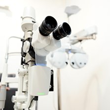 Close up of an eye exam machine